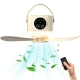 thumbnail image 1 of Camping Fan with Light, 7200mAh Rechargeable Fan with Remote, 4 Speed Timer LED Lantern for Camping Travel Emergency, Khaki, 1 of 9