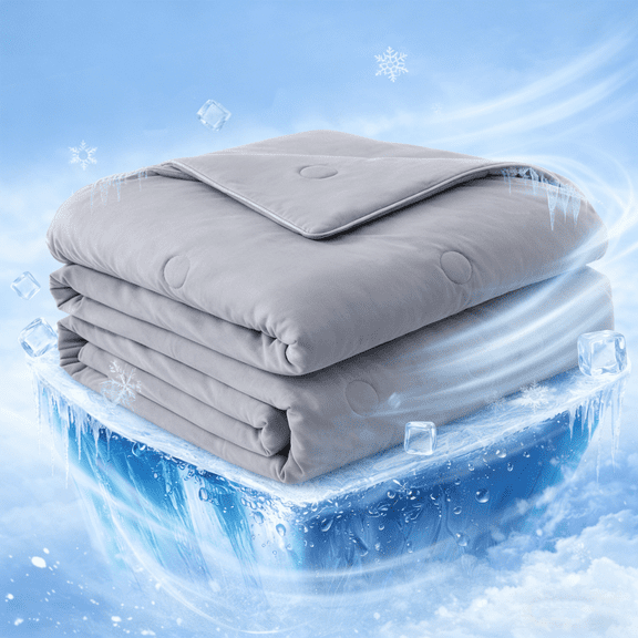 Merryhome Cooling Comforter Queen 80"x90", Lightweight Summer Blanket for Hot Sleepers & Night Sweats, Arc-Chill Q-Max>0.4, Soft & Breathable, Gray