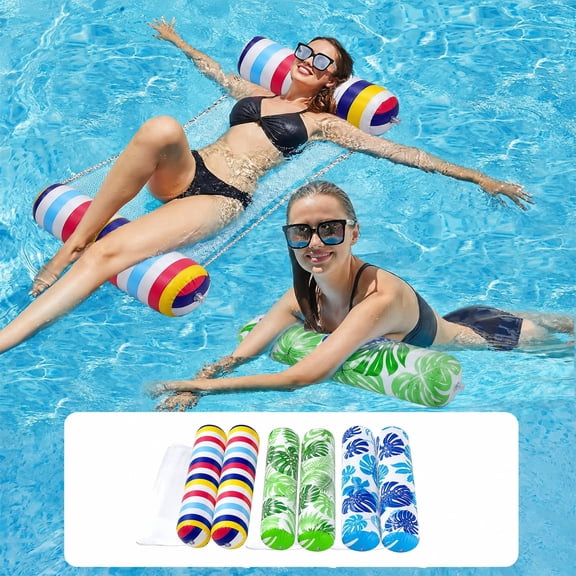 Merryhome Inflatable Pool Floats Adult Size - 3 Pack, 4-in-1 Inflatable Water hammocks, Pool Float Raft, Lounge Chairs , Floating for Summer Parties and Beach Vacations