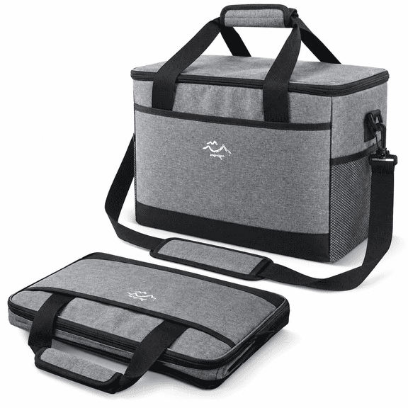 Merryhome 45 Can Soft Sided Cooler Bag, 29 Qt Insulated Leakproof Collapsible Cooler with Shoulder Strap for Beach, Camping, Picnic and Travel, Gray