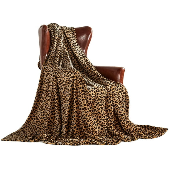 Merrylife Black, Brown Leopard Polyester Throw, 60" x 50"