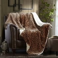 thumbnail image 1 of Merrylife Leopard Brown, Black Leopard Fleece Plush Throw, 70" x 60", 1 of 2