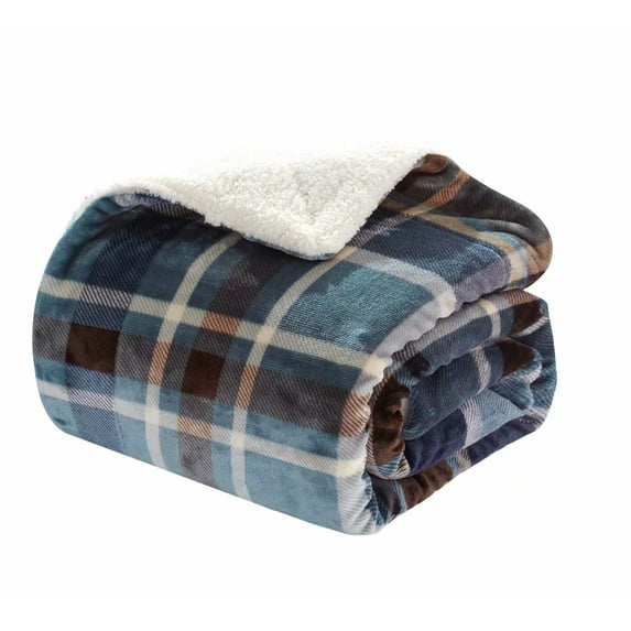 Merrylife Teen Adult Plaid Fleece Fabric Plush Washable Throws, White