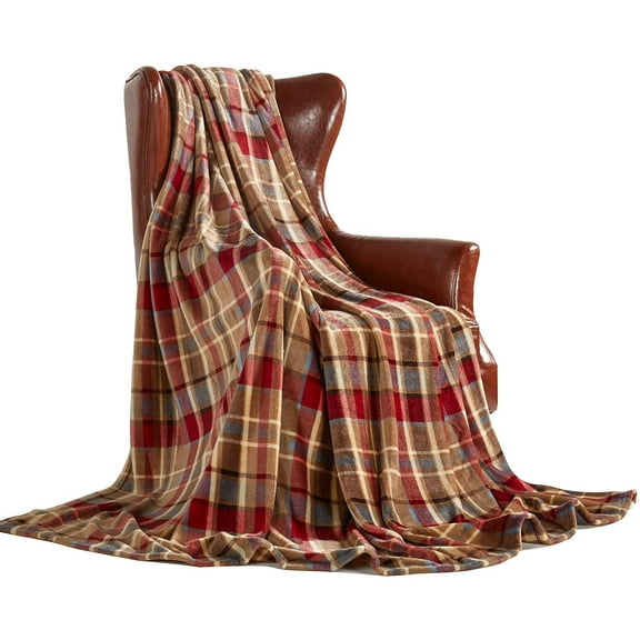 Merrylife Throw Blanket Decorative Home Couch Outdoor Travel Use Red Plaid 90" x 102" Christmas Gift