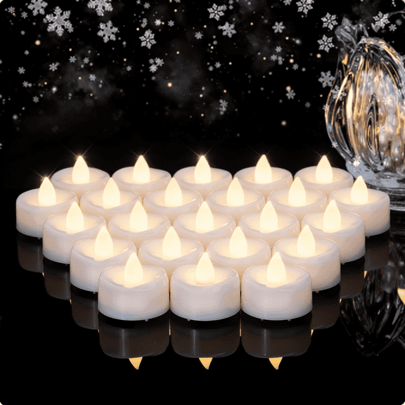Merrynights LED Flameless Realistic Battery Operated Tealight Candles, Long-Lasting, 36-Pack, 1.5 in D x 1.25 in H