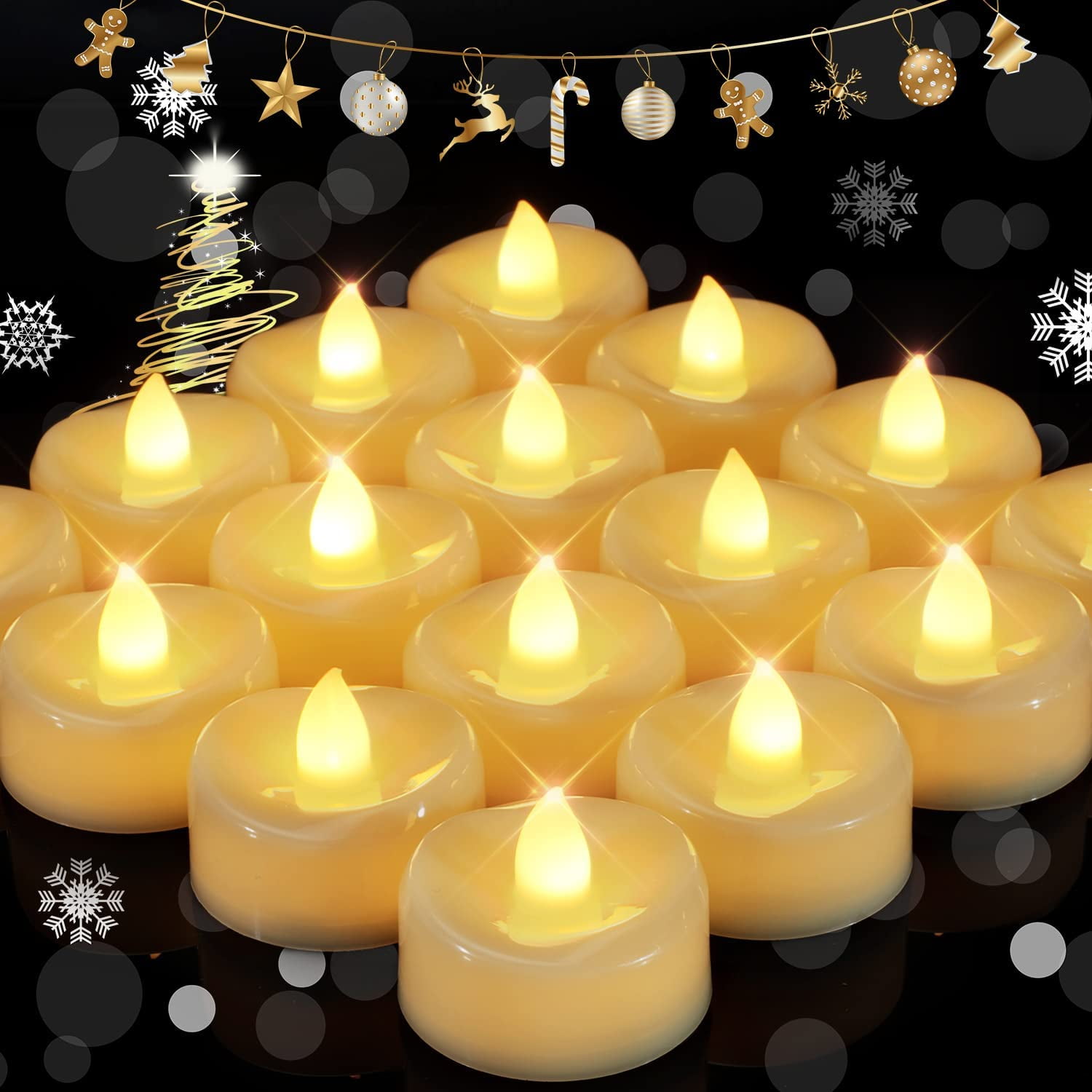  MTLEE 24 Pack Christmas Tealights Candles LED Flameless Tea  Lights Candy Cane Striped Red Green Tealight Warm Yellow Tealight Votive  Candles for Parties, Weddings, Birthdays and Home Decor : Tools 
