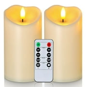 Merrynights 6” x 3” Outdoor Waterproof Flameless Candles, Flickering LED Pillar Candles, Battery Operated Candles with Remote and Timers, Electric Fake Plastic 