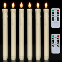 Merrynights  6pcs Flameless Taper Candles with Remote, Timer, Dimmer, Ivory Battery Operated CandleSticks with Flickering Light, Plastic Led Window Candles, 9.6 Inches for Halloween  Decoration