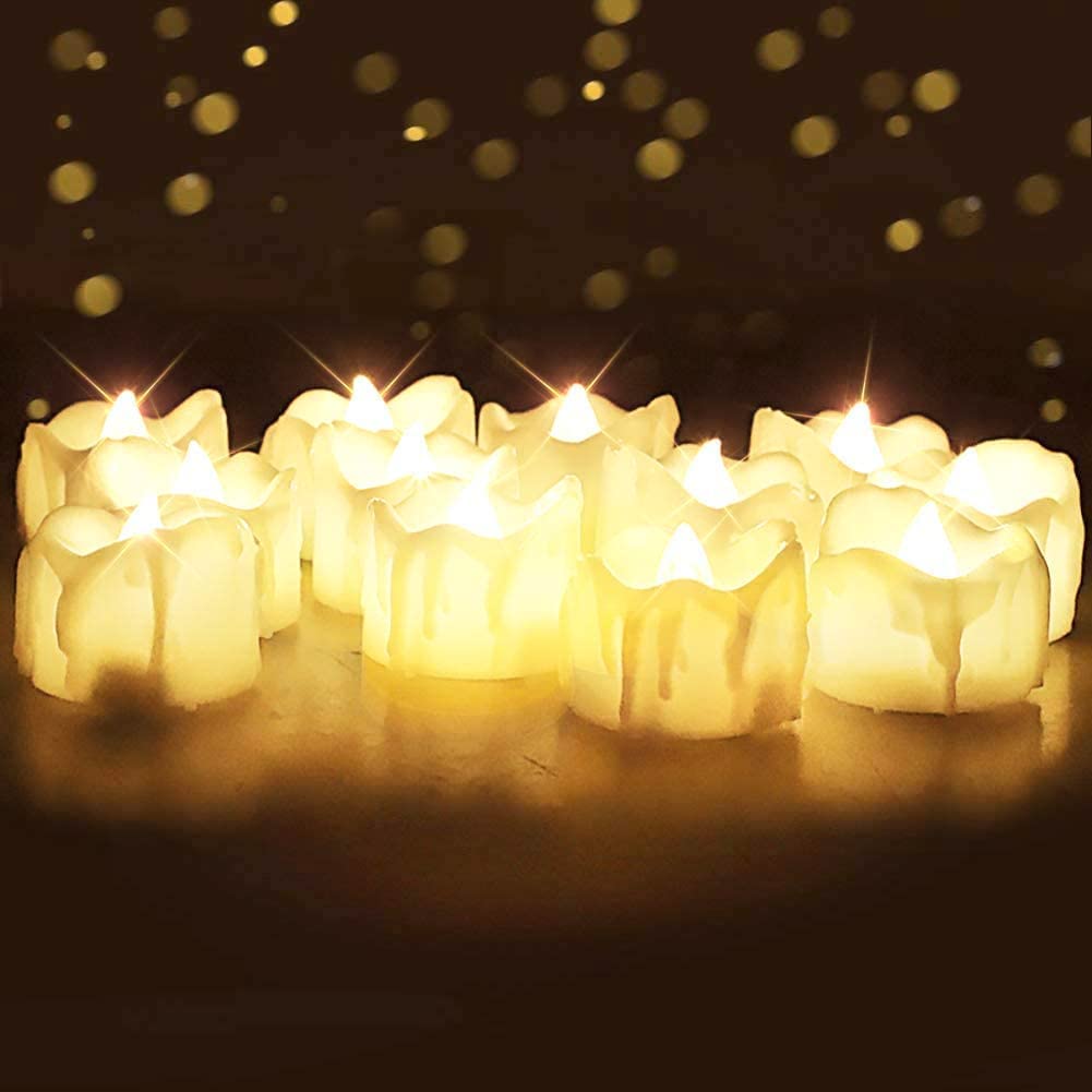 Battery Operated Tea Light Candles Set of 12 (Blue)