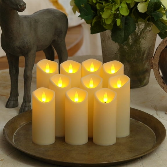 Merrynights Flameless Candles, LED Candles, Battery Operated Candles with Remote Timers, Electric Fake Candles, Made of Frosted Plastic, Won't Melt, Ivory, Set of 10
