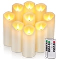 thumbnail image 1 of Merrynights Flameless Candles Traditional LED Battery Operated with Remote Timers Frosted Plastic Set of 9, 1 of 8