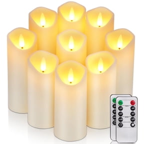 Merrynights Flameless Candles Traditional LED Battery Operated with Remote Timers Frosted Plastic Set of 9
