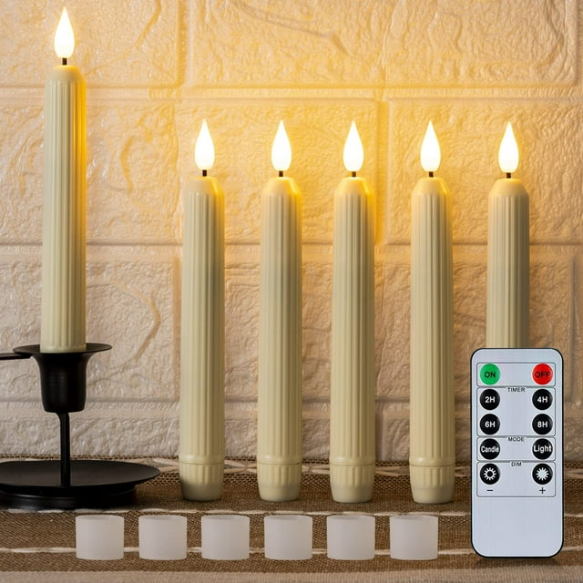 Merrynights Flameless Taper Candles Flickering with Remote&Timer, 7