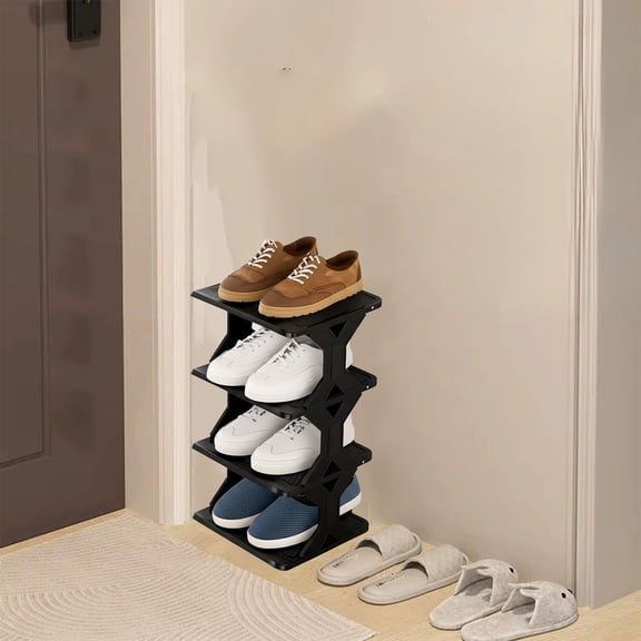 Merryso 2-Tier Small Plastic Shoe Rack - Tool-Free Assembly, Removable Washable, Ideal for Entryway - Heavy Duty, Non-Fading, 20.07x10.62x10.23in