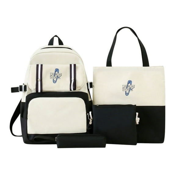 Merryso 4-Piece Stu-dent Backpack Set, Large Capacity Stylish Canvas with Tote, Pencil Case, Crossbody - Water-Resistant Multi-Functional for Sch-ool & Daily Use