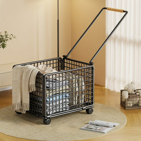 Merryso Black Foldable Laundry Hamper - Iron Metal, Collapsible Dirty Clothes Basket, Space Saving for Bathroom Bedroom, Multi-Purpose Storage Bin