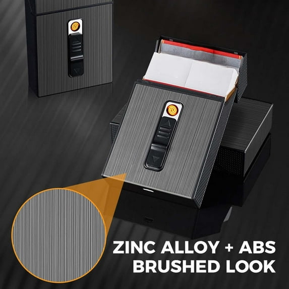 Merryso Cigarette Case with Built-in Lighter - Large Capacity Fits Full Pack, USB Rechargeable, Windproof, Alloy, Crushproof, Stylish