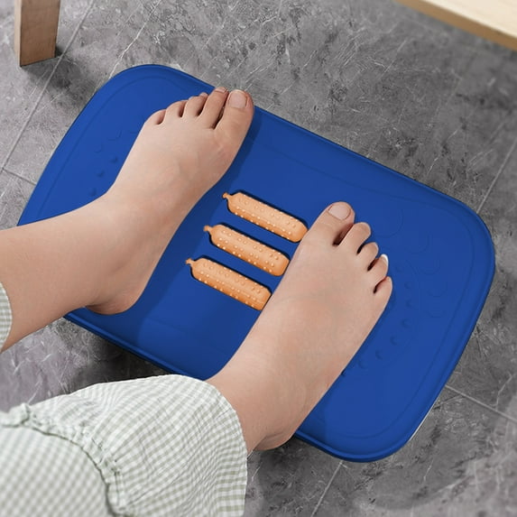 Merryso Ergonomic Under Desk Foot Rest with Massage Nodules - Adjustable Height Foot Stool for Office/Home, Portable Foot Support for Leg Relaxation, Blue