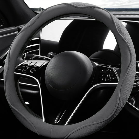Merryso Fiber Non-Slip All-Season Auto Steering Wheel Cover, 14-15 Inch Gray Universal Fit for Most Vehicles
