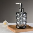 thumbnail image 1 of Merryso Glass Soap Dispenser with Diamond Texture - Refillable Pump Bottle, 350ml Gray for Bathroom/Kitchen - Hand Soap, Shampoo, Shower Gel, 1 of 1