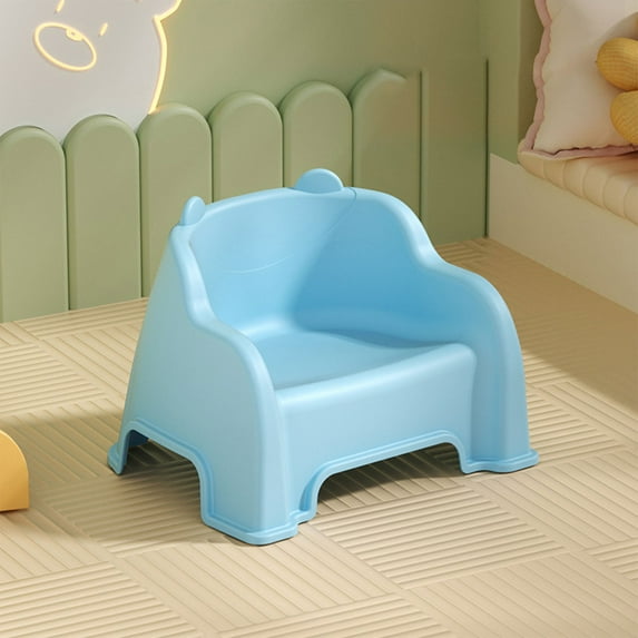 Merryso Ki-ds Plastic Stackable Stool with Backrest - Non-Slip, Easy Clean, BPA-Free Low Profile Chair for Living Room/Playroom/Classroom, Anti-Tip Design, Wide Seat, Blue, 1 Pc