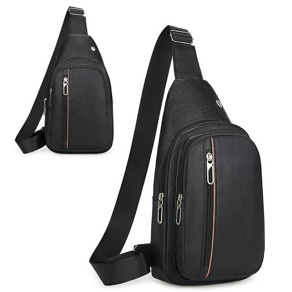 Merryso Men's Leather Chest Bag Crossbody - Trendy Versatile, Hands-Free, Spacious for Outdoor Travel Daily Use with Adjustable Strap