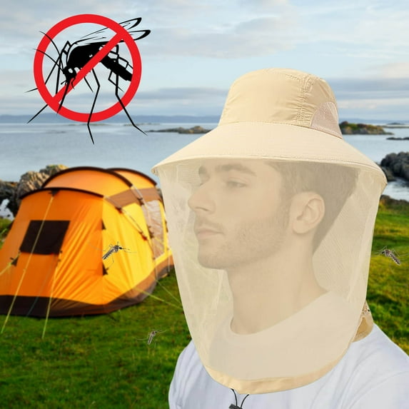 Merryso Mosquito Net Hat for Outdoor - Sun Hat with 360° Mesh, Adjustable Chin Strap, Breathable Polyester - Camping, Gardening, Hunting, Fishing - UPF Protection & Bug Proof