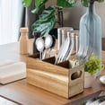 thumbnail image 1 of Merryso Utensil Holder with 3 Compartments Kitchen Wooden Storage Organizer Box Utensil Caddy Countertop for Silverware Fork Spoon Spatula, 1 of 6