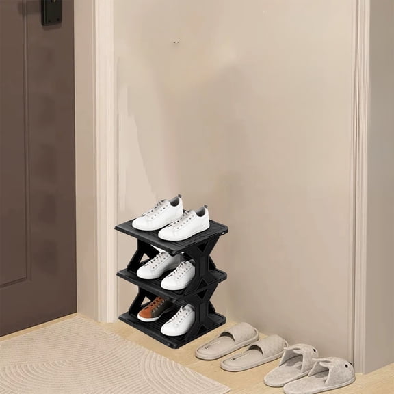Merryso Plastic Small Shoe Rack - Tool-Free Install, Ventilated, for Entryway/Bedroom, 13.4x10.6x10.2in