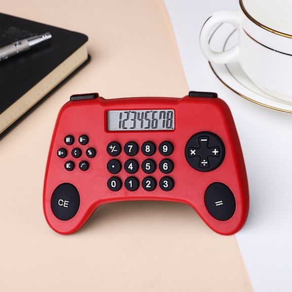 Merryso Red Gamepad-Shaped Stu-dent Calculator, 8-Digit LCD, Quiet Buttons, Portable Novelty Desktop Calculator for Sch-ool, Office