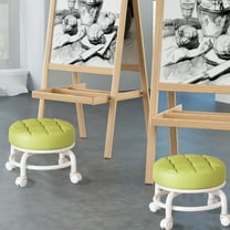 Merryso Rolling Low Profile Stool with Wheels - Multifunctional Home Use for Shoe Changing, Sewing, DIY - Compact Space Saving Comfortable Small Lazy Stool, Green