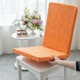 thumbnail image 1 of Merryso Set of 2 Stretchy Dining Chair Covers with Cushion - Orange Flock Polyester-Spandex, Protective Washable, Fits 17.7-23.6" Back & 14.6-18.1" Seat for Home, 1 of 6