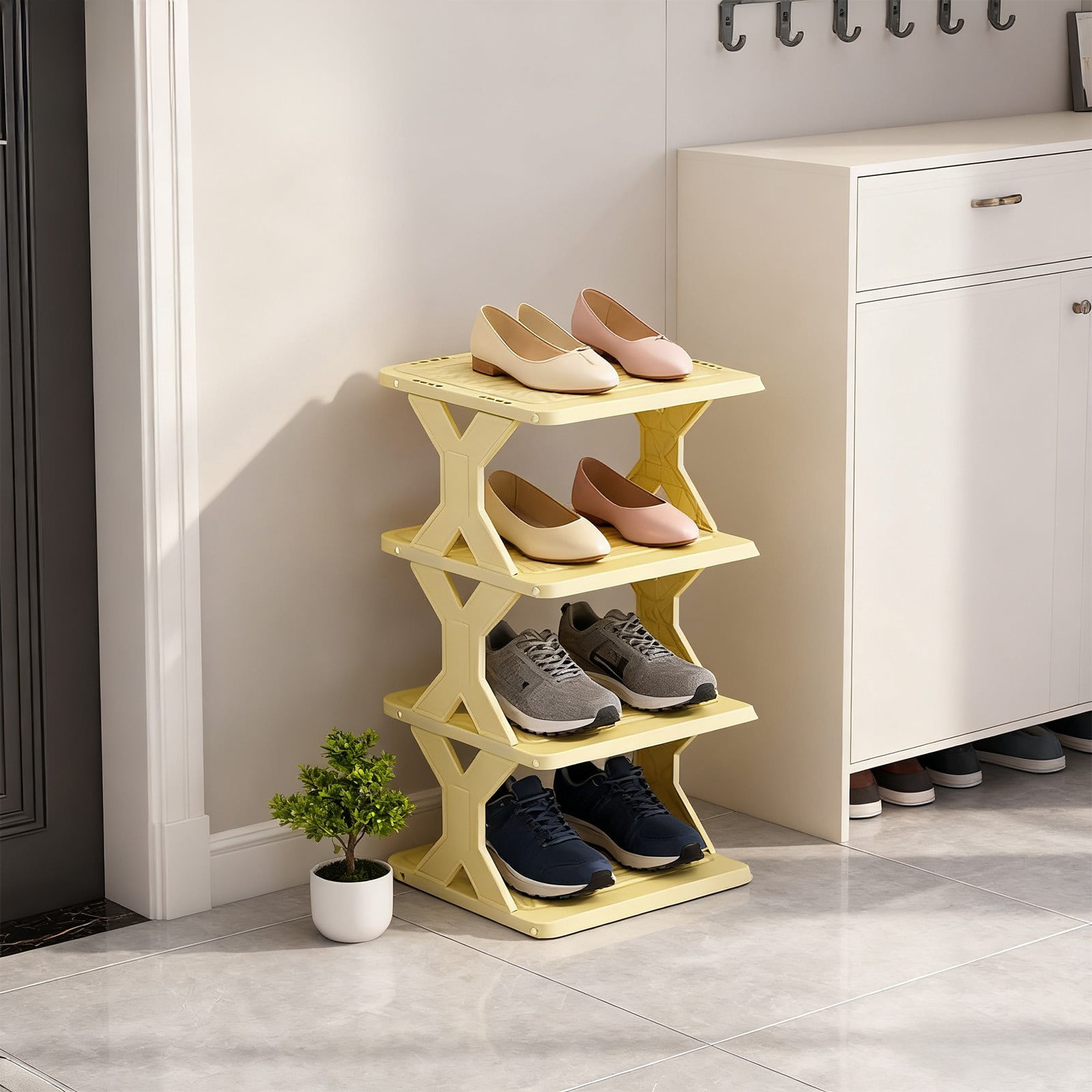 Merryso Small Plastic Shoe Rack, Compact Tool-Free 5-Min Assembly ...