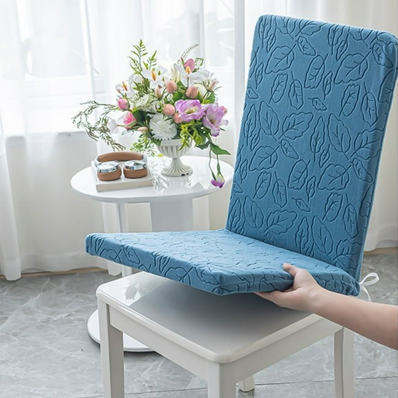 Merryso Stretch Dining Chair Covers Set of 2 - 1-Piece with Cushion, Washable Polyester Spandex, Blue Checks, Fits 17.7-23.6 Inch Back