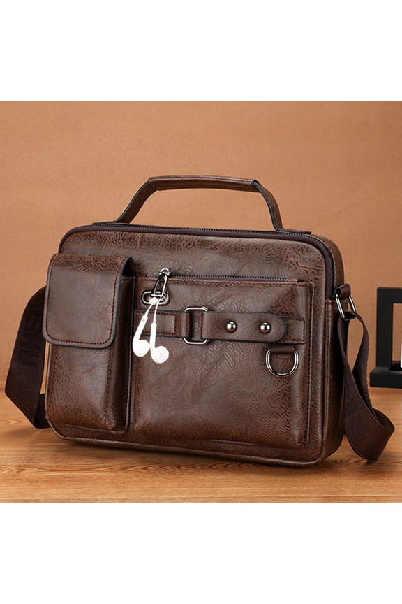 Textured PU Leather Crossbody Bag for Women - Adjustable Strap, Lightweight & Spacious Multi-Compartment Handbag for Travel Work Daily Use - Black/Brown/Khaki