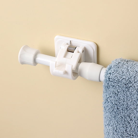 Merryso White No Drill Adjustable Rod with Clips, 15.7-28 Inch Wrought Iron & TPR, for Hanging Clothes/Curtains, Fits Windows, Cabinets, Bathroom, Easy Install