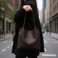 thumbnail image 1 of Merryso Tote Bag for Women Big Capacity Soft Vegan Leather Shoulder Handbag for Work College Travel Casual, Coffee, 1 of 6