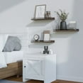 thumbnail image 1 of Merryso Wooden Brown Floating Wall Shelf - Multifunctional Storage Rack for Bathroom Kitchen Living Room, Modular with Towel Rack, Space-Saving, 15.75x5.63in, 1 of 6