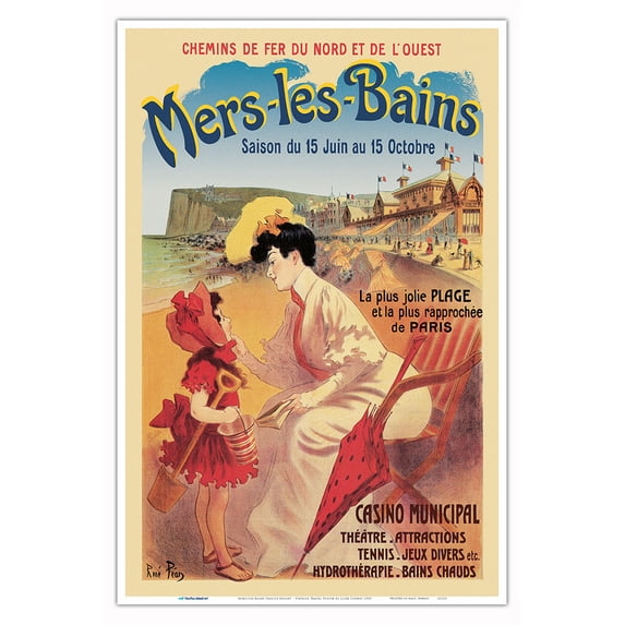 Mers-Les-Bains Seaside Resort- France - Vintage Travel Poster by Jules Cheret c.1900 - Master Art Print (Unframed) 12in x 18in