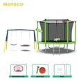 thumbnail image 1 of Mersco 10FT Heavy Duty Trampoline with Enclosure Net , Swing Set Outdoor Big Trampoline for Backyard, Kids Trampoline with Basketball Hoop, Birthday and Holiday Gifts for Kids,Green, 1 of 13