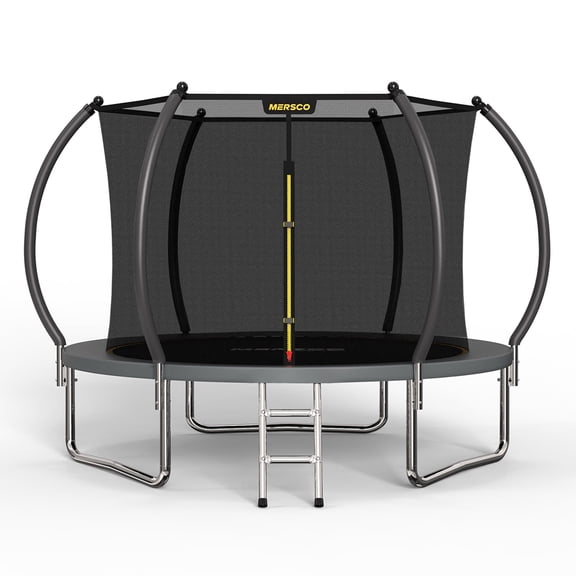 Mersco 10FT Trampoline for Kids with Ladder,Outdoor Recreational Trampolines with Enclosure Net,Jumping Trampoline SPACE for Kid Birthday and Festival Gift,Gray