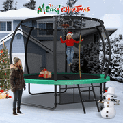 Mersco 12ft Trampoline for Kids and Adults, Outdoor Pumpkin Trampoline with Basketball Hoop, Enclosure and Storage Bag, 1320lbs Loading, Birthday Gift,Blue