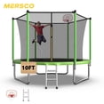 thumbnail image 1 of Mersco 10ft Trampoline for Kids,Outdoor Trampoline with Enclosure,Basketball Hoop and Ladder,Upright-Poled Backyard Trampoline for Family Fun,Birthday Gifts,Green, 1 of 11