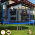 thumbnail image 1 of Mersco 14ft Outdoor Trampoline for Kids and Adults, Backyard Trampoline with Basketball Hoop , Enclosure Net and Ladder, Heavy Duty Jumping Trampoline  for Indoor Outdoor Birthday Gift, Blue, 1 of 11
