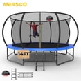 thumbnail image 1 of Mersco 14FT Kids Trampoline, ASTM Certified Heavy Duty Outdoor Trampoline with Safety Enclosure Net Basketball Hoop and Ladder for Backyard Family Fun, Pumpkin Trampoline SPACE, 1 of 11