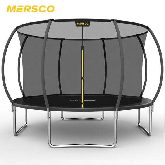 Mersco 14FT Kids Trampoline, ASTM Certified Heavy Duty Outdoor Trampoline with Safety Enclosure Net for Backyard Family Fun, Pumpkin Trampoline SPACE