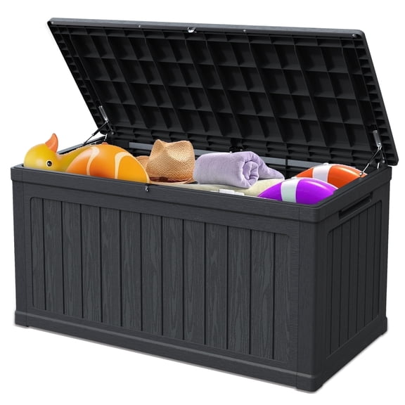 Cirui 230 Gallon Large Deck Box,Lockable Resin Outdoor Indoor Storage Box with Hundles,Waterproof UV Resistant Outside Deck Box for Patio Furniture Cushions, Pool Float,Garden Tool,Black