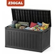 thumbnail image 1 of Cirui 230 Gallon Large Deck Box,Lockable Resin Outdoor Indoor Storage Box with Hundles,Waterproof UV Resistant Outside Deck Box for Patio Furniture Cushions, Pool Float,Garden Tool,Black, 1 of 11
