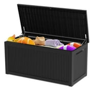 CIRUI 260 Gallon Outdoor Storage Box with Lockable Lid, Extra Large Waterproof Patio Resin Deck Box with 1000lbs Surface Loading, Home Storage Box for Patio, Cushions,Toys, Black