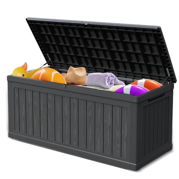 CIRUI 260 Gallon Outdoor Storage Box with Lockable Lid, Extra Large Waterproof Patio Resin Deck Box with 1000lbs Surface Loading, Home Storage Box for Patio, Cushions,Toys, Black